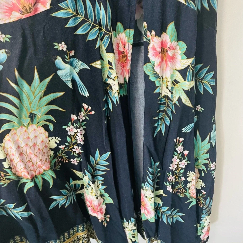 FARM Rio Black Maxi Dress with Green and Pink Floral Print - Picture 5 of 9